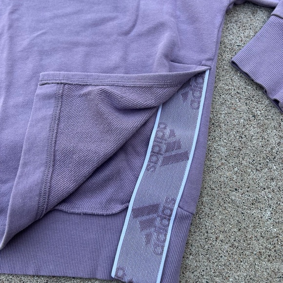 Adidas Sweater Women Size Small Purple Pullover Crewneck Sweatshirt Side Slit - Picture 3 of 8
